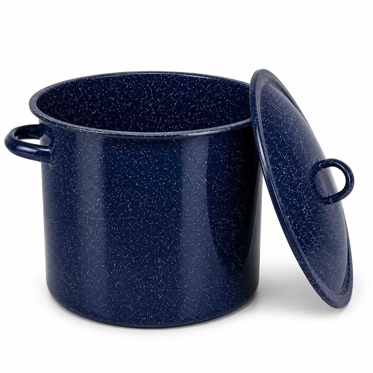 Oala Emailata Neagra cu Picatele si Capac 20 Litri 32 cm