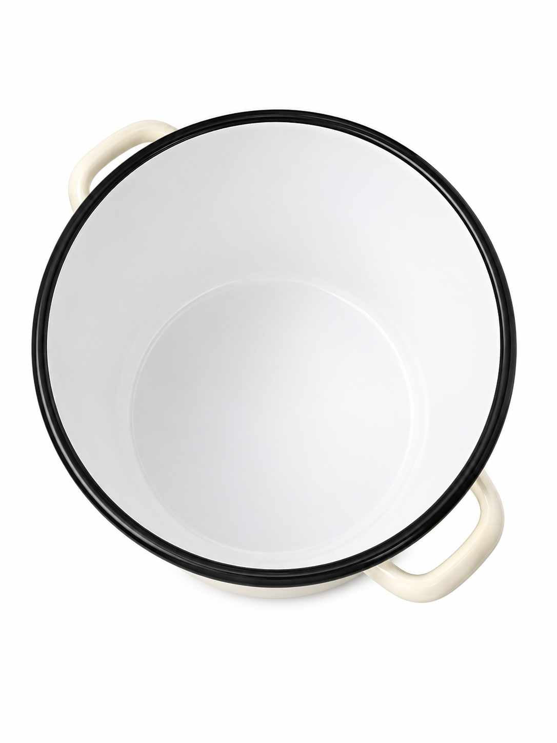 Oala Emailata cu Capac si Decor Floral 19 cm 2 L Crem
