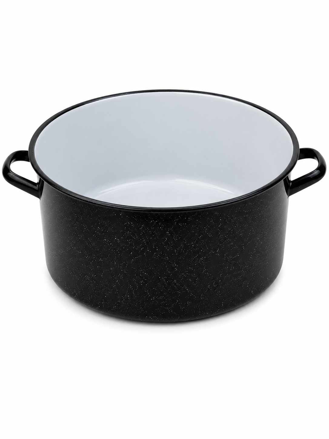 Oala Emailata cu Capac 30 Litri 36 cm Negru cu Picatele