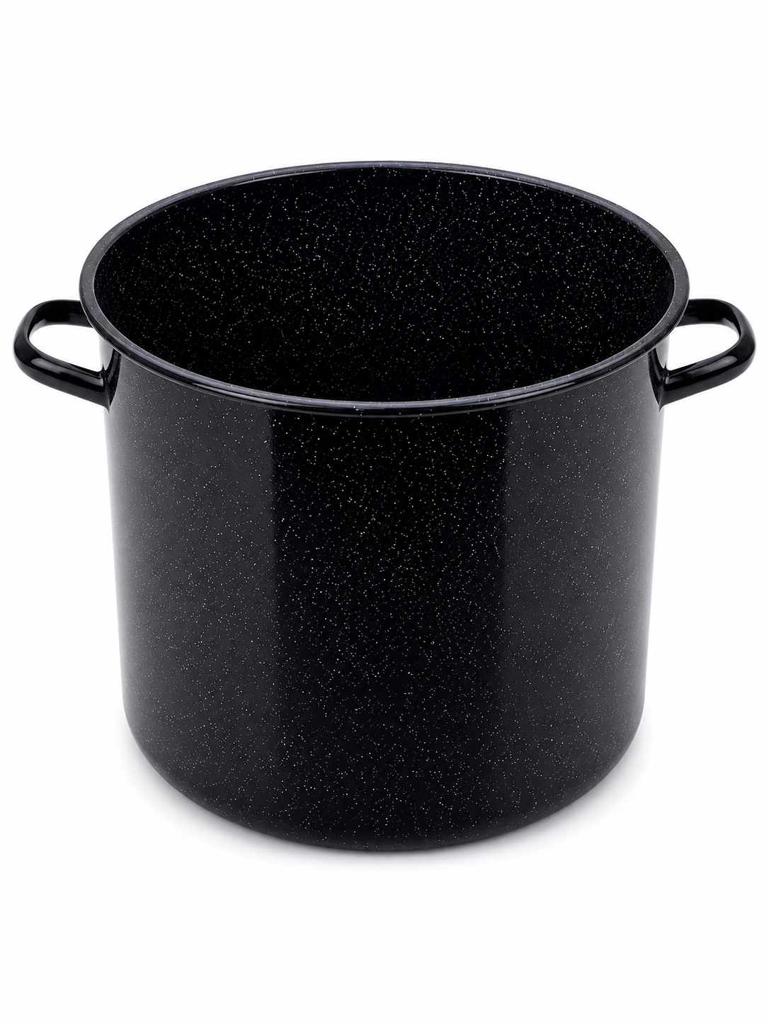 Oala Emailata Inalta Neagra cu Picatele si Capac 40 Litri 40 cm