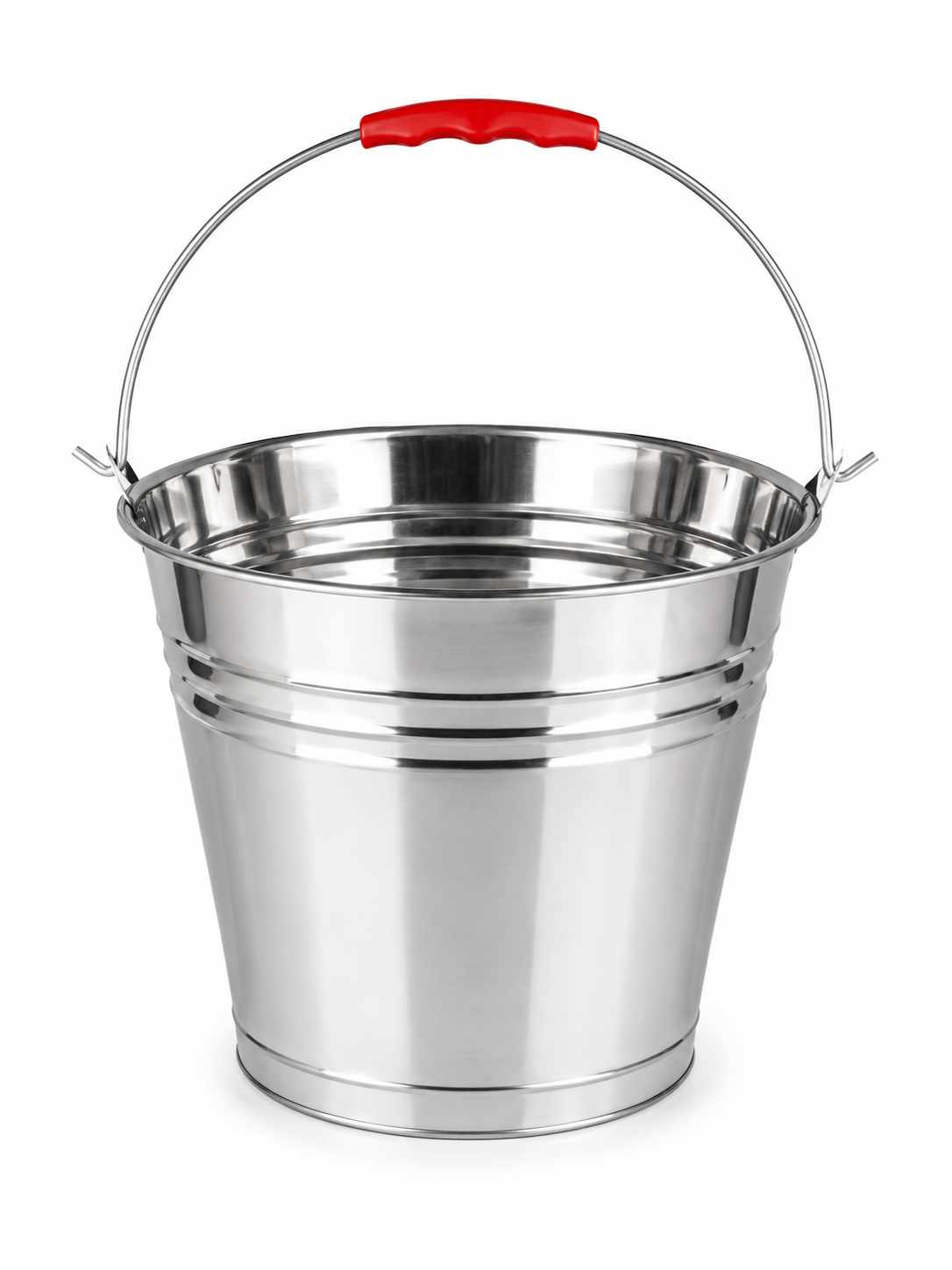 Galeata Inox 8L cu Maner Metalic si Protectie Plastic Rosie