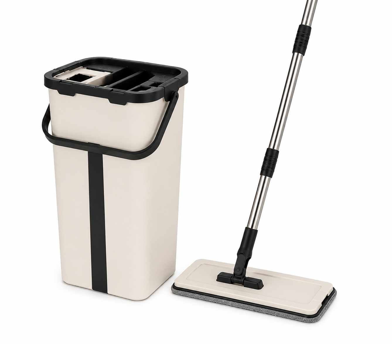 Galeata cu Mop Plat si Sistem Stoarcere Mop Microfibra Rotire 360 Grade