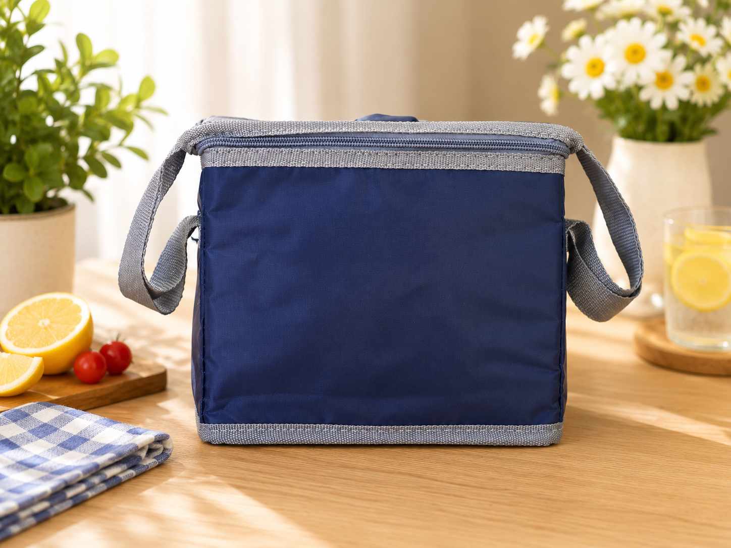 Geanta Termica Albastra cu Bareta Umar 23x18 cm pentru Alimente si Bauturi
