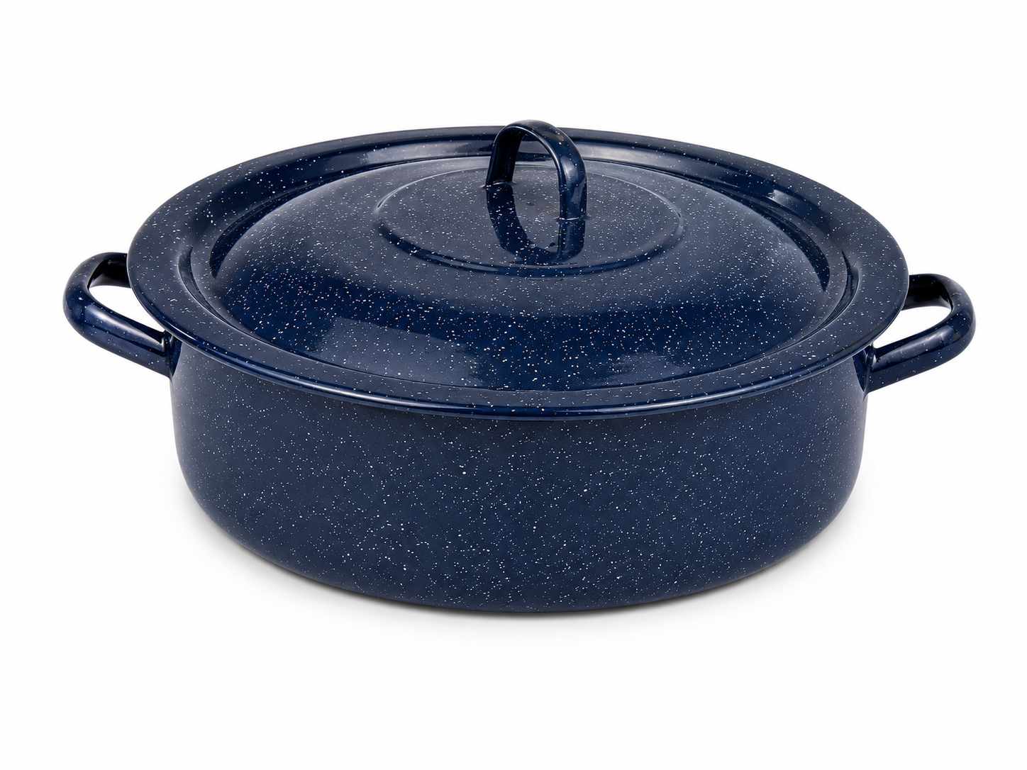 Cratita Emailata Neagra cu Picatele si Capac 15 Litri 40 cm