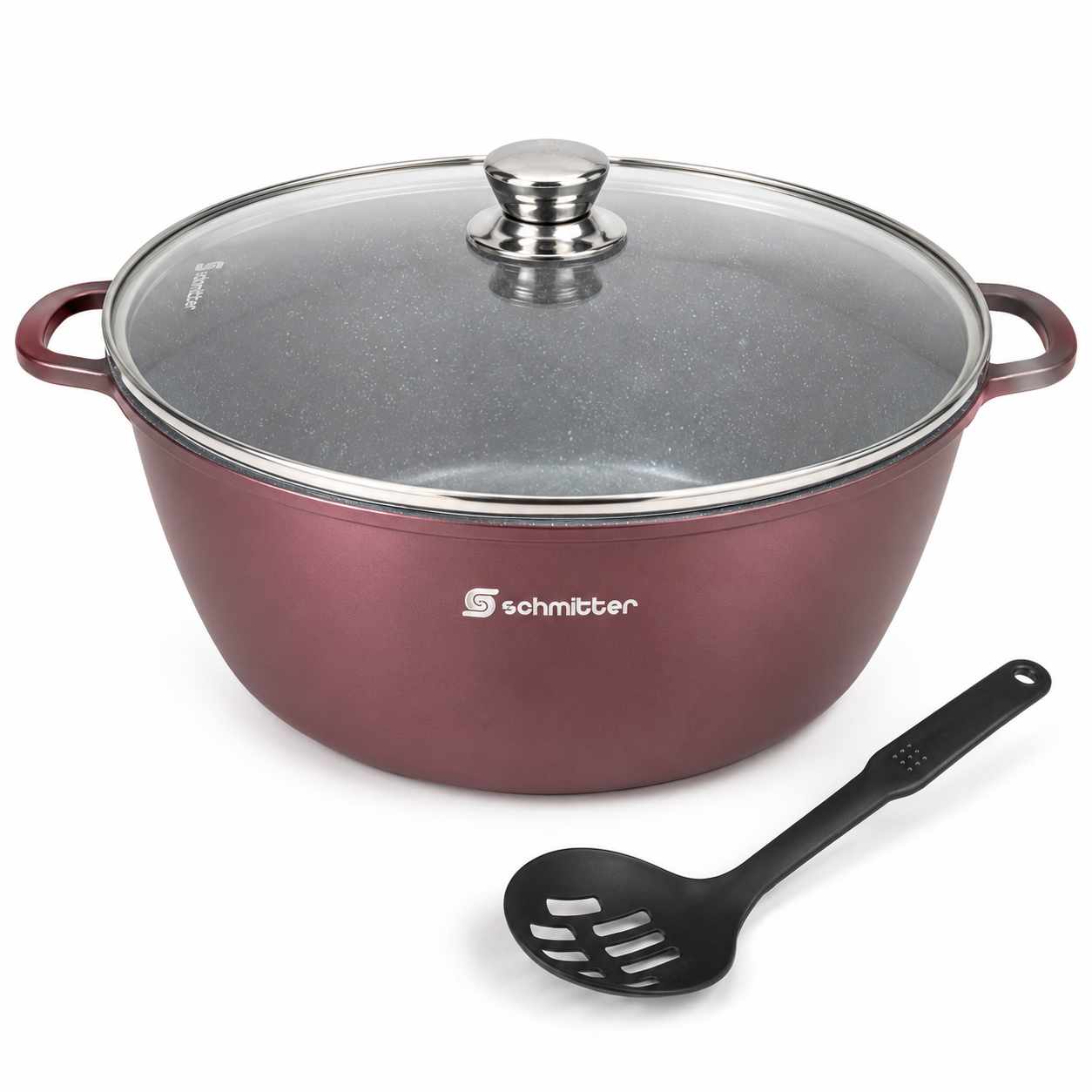 Oala Ceramica Schmitter 44 cm 25L cu Capac din Sticla si Paleta Cadou