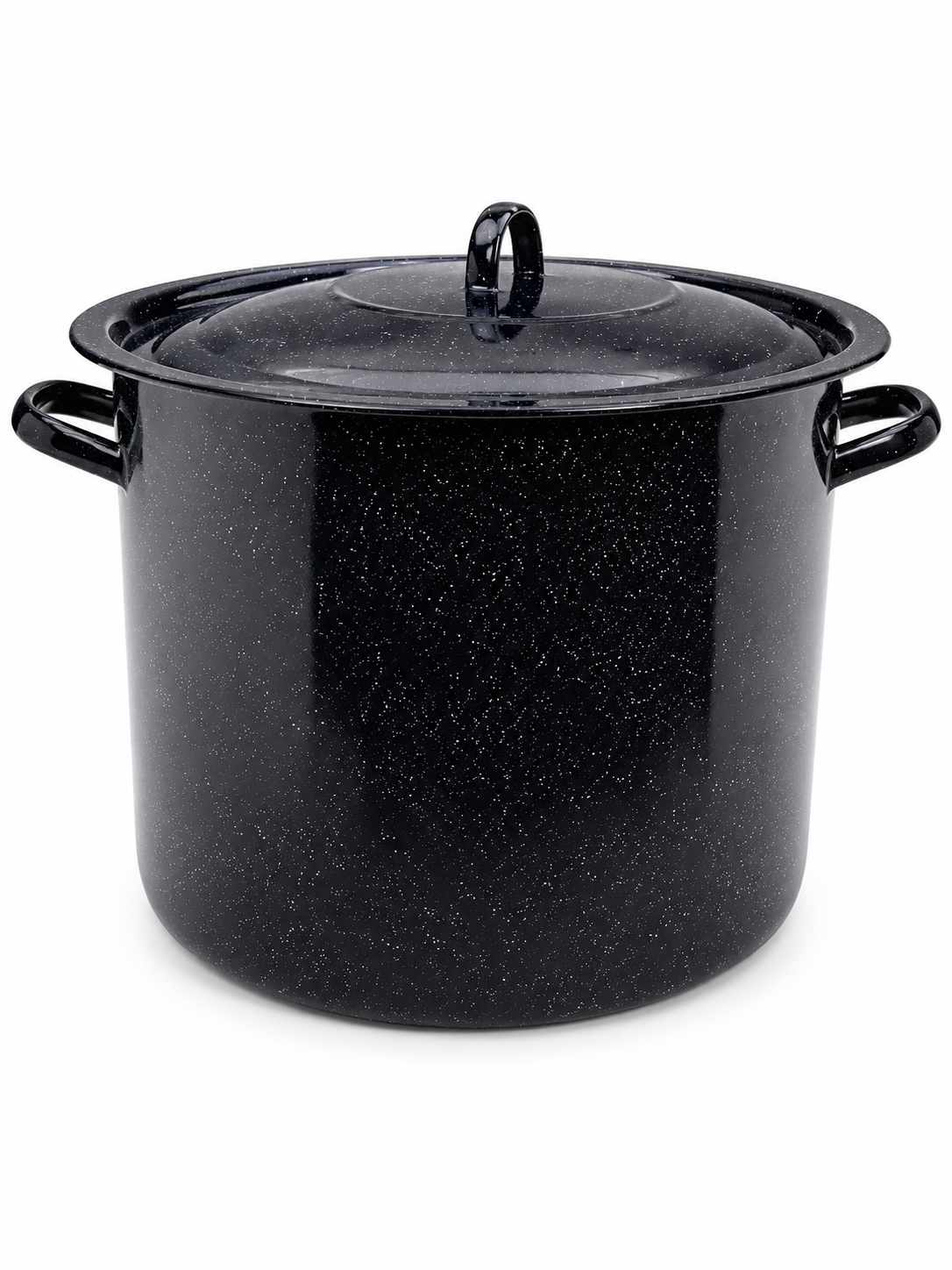 Oala Emailata Inalta Neagra cu Picatele si Capac 40 Litri 40 cm