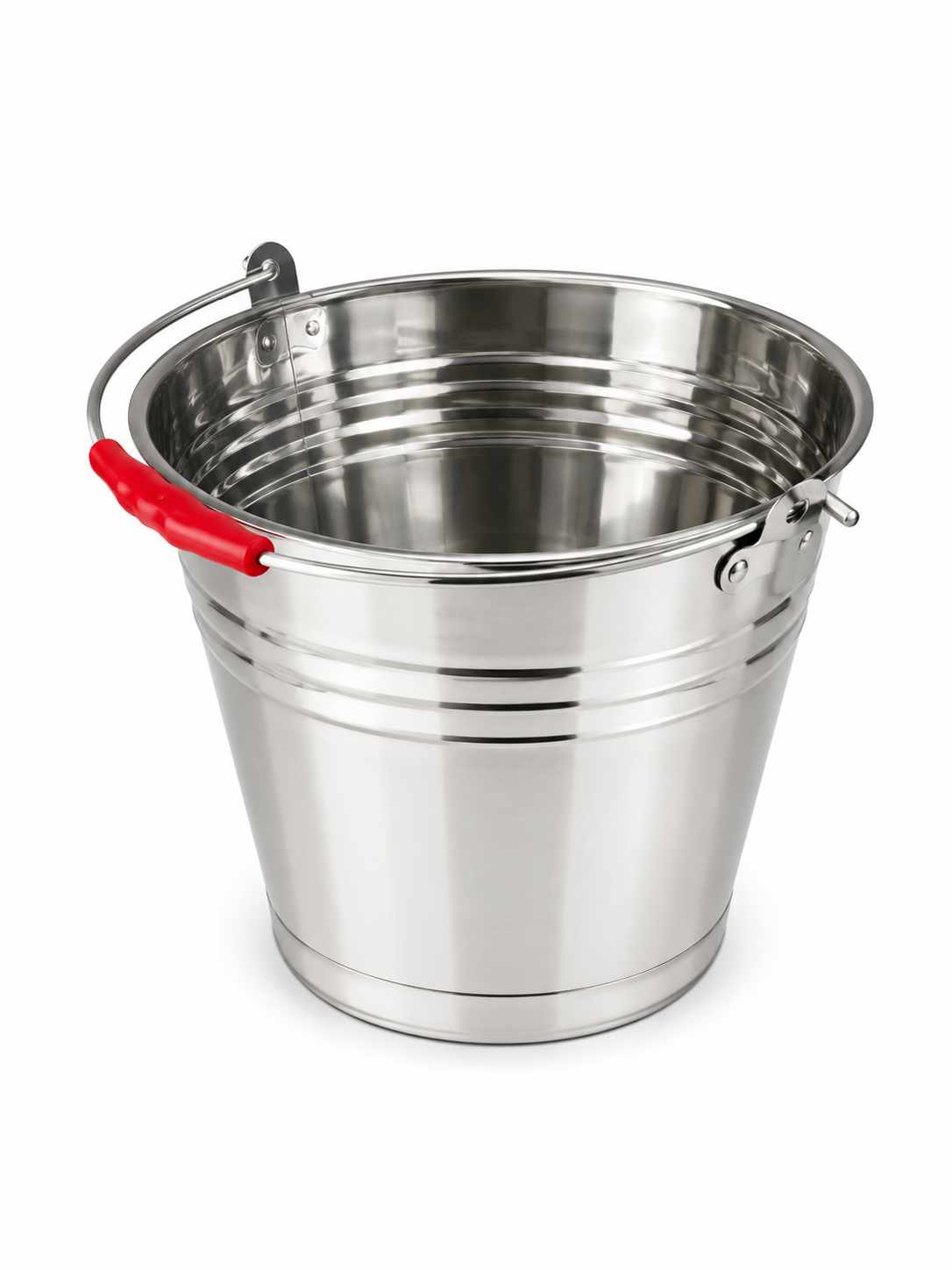 Galeata Inox 10L cu Maner Metalic si Protectie Plastic Rosie
