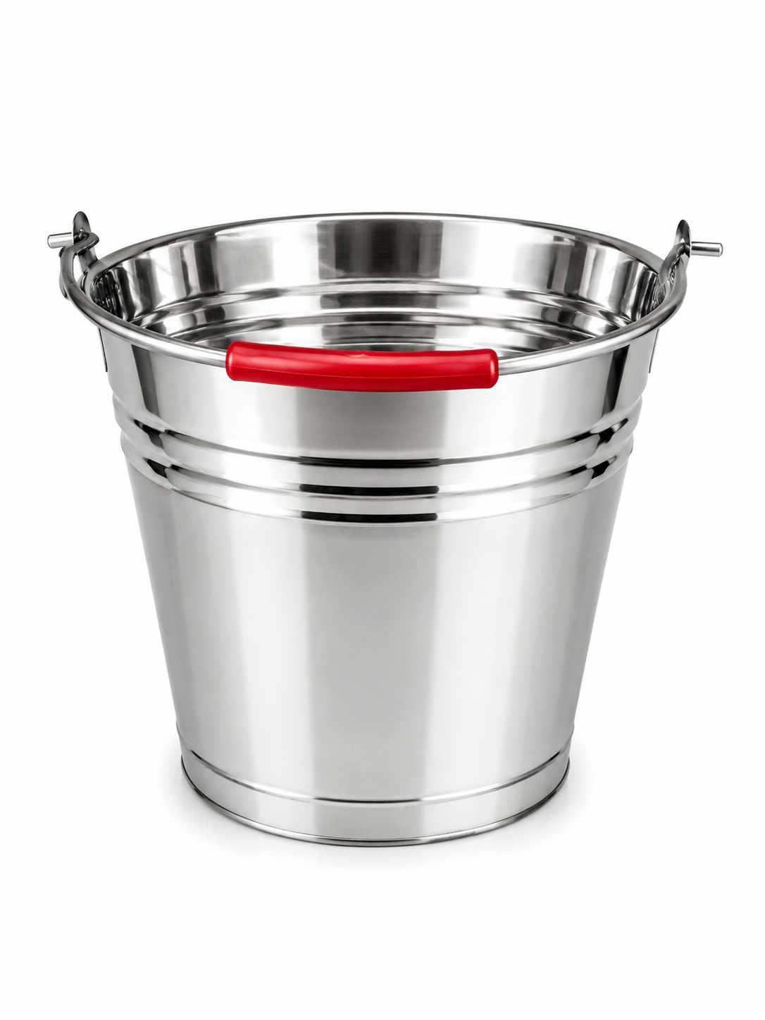 Galeata Inox 10L cu Maner Metalic si Protectie Plastic Rosie