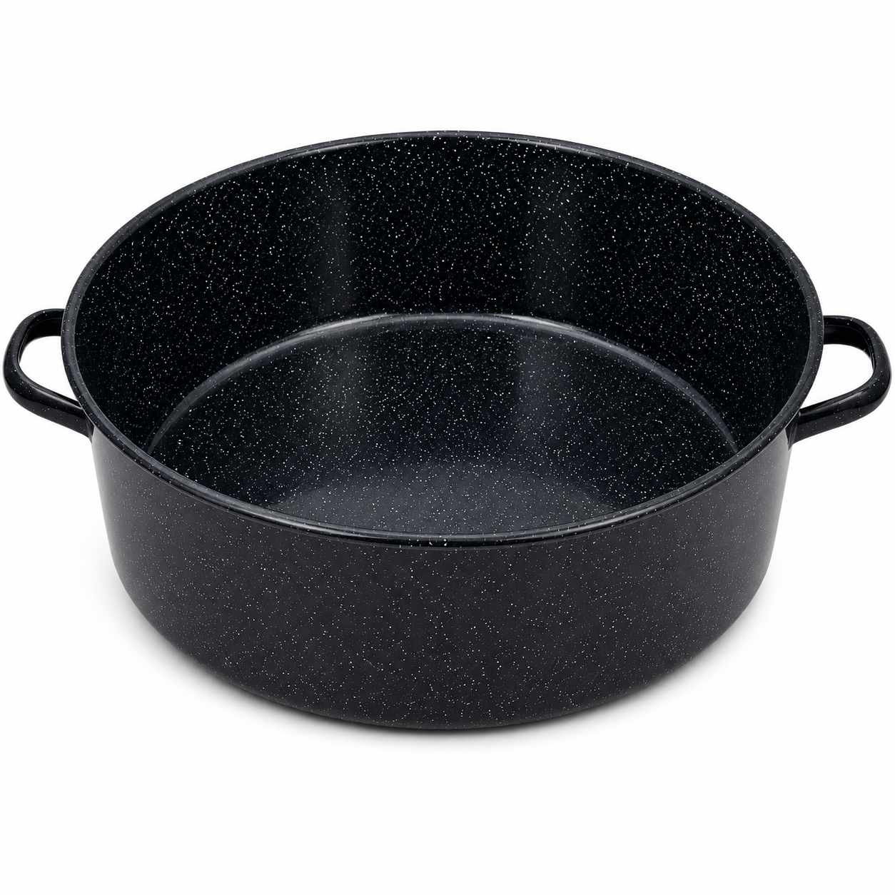 Cratita Emailata Neagra cu Picatele si Capac 20 Litri 44 cm