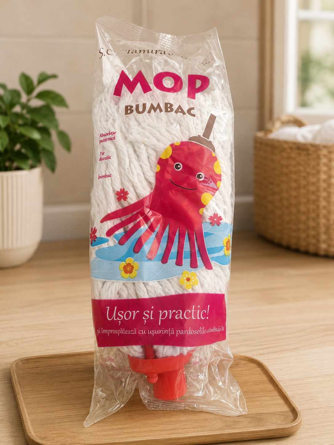 Rezerva Mop din Bumbac Alba Super Absorbanta pentru Curatenie Pardoseli Fabricat in Romania