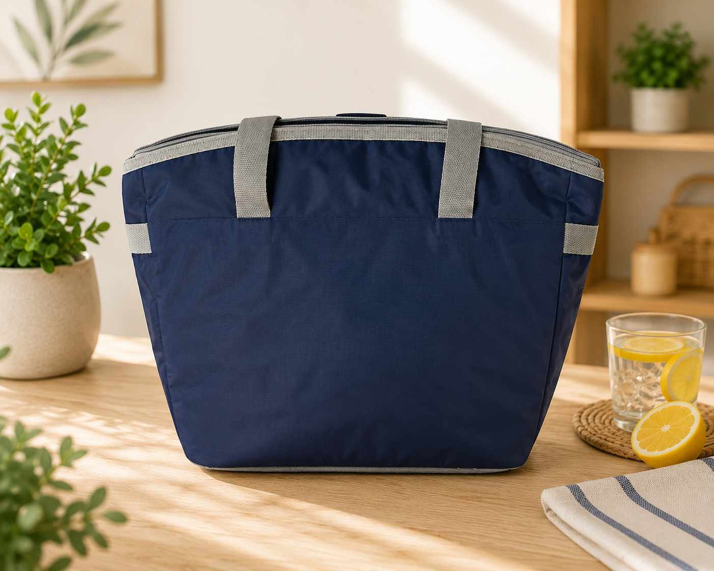 Geanta Termica 20 Litri Albastra 46x36 cm cu Interior Termoizolant pentru Picnic si Cumparaturi