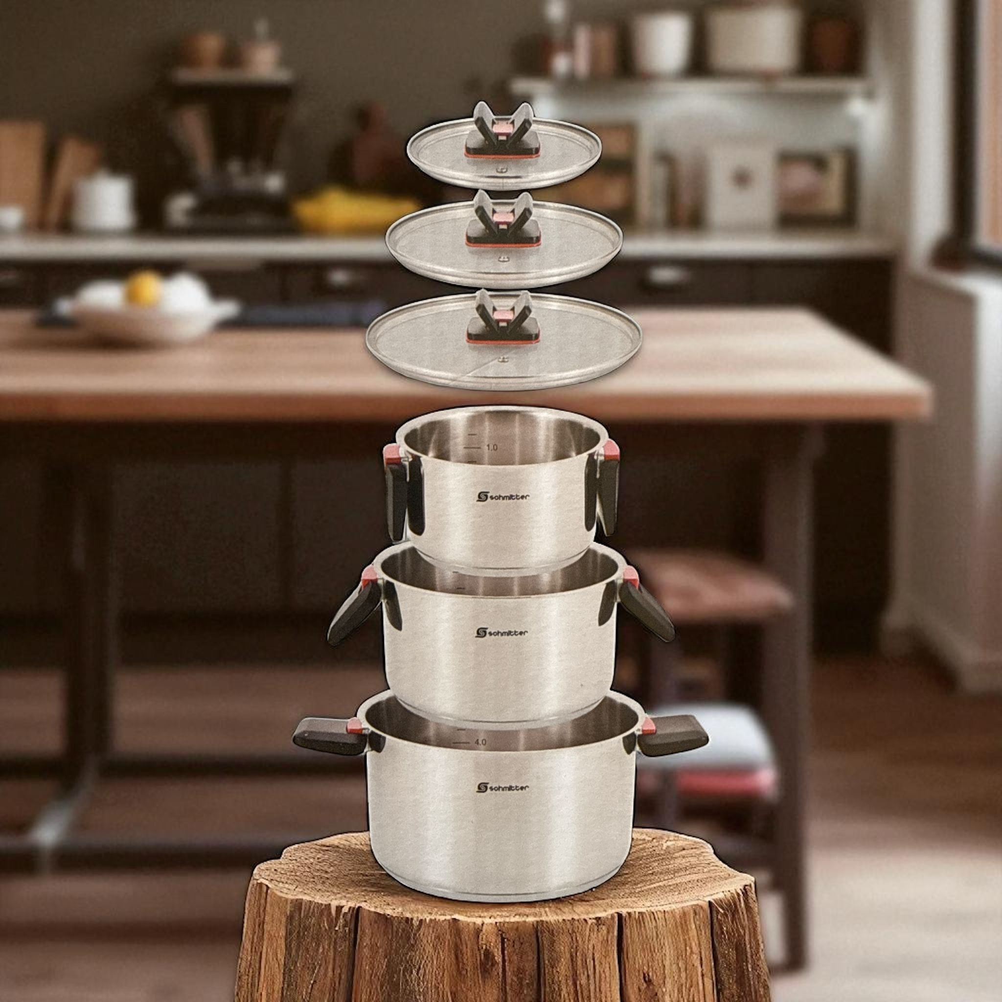 Set 3 Oale Inox Schmitter – Fund Termoradiant, Mânere Pliabile – OFERTĂ LIMITATĂ -38%