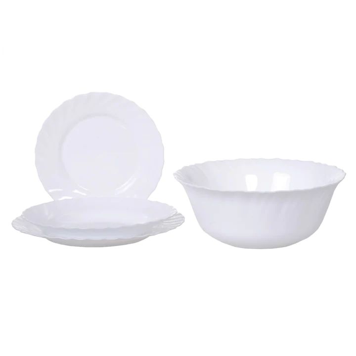 🍽️ Serviciu de masă Eljado Opal Alb – 19 Piese, Design European Elegant