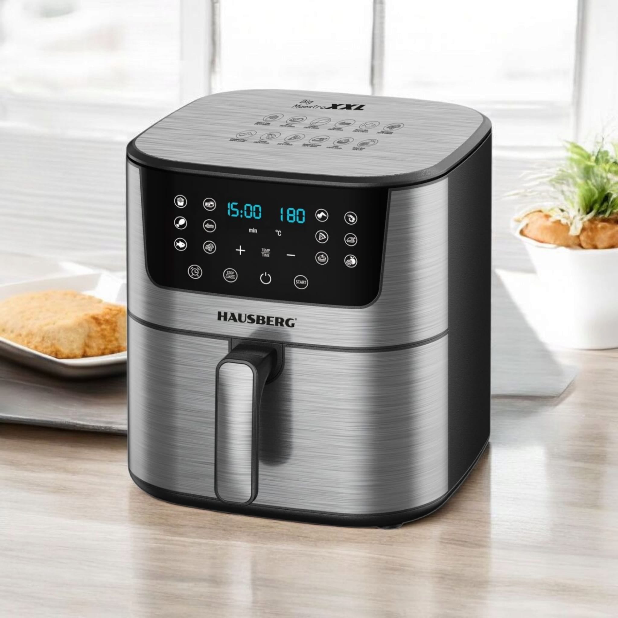 Friteuza Digitala cu aer cald HAUSBERG HB-2363IN, 1650-1900 W, 12 programe, capacitate 7.5L, ventilator racire, temperatura ajustabila, timer 60 minute,