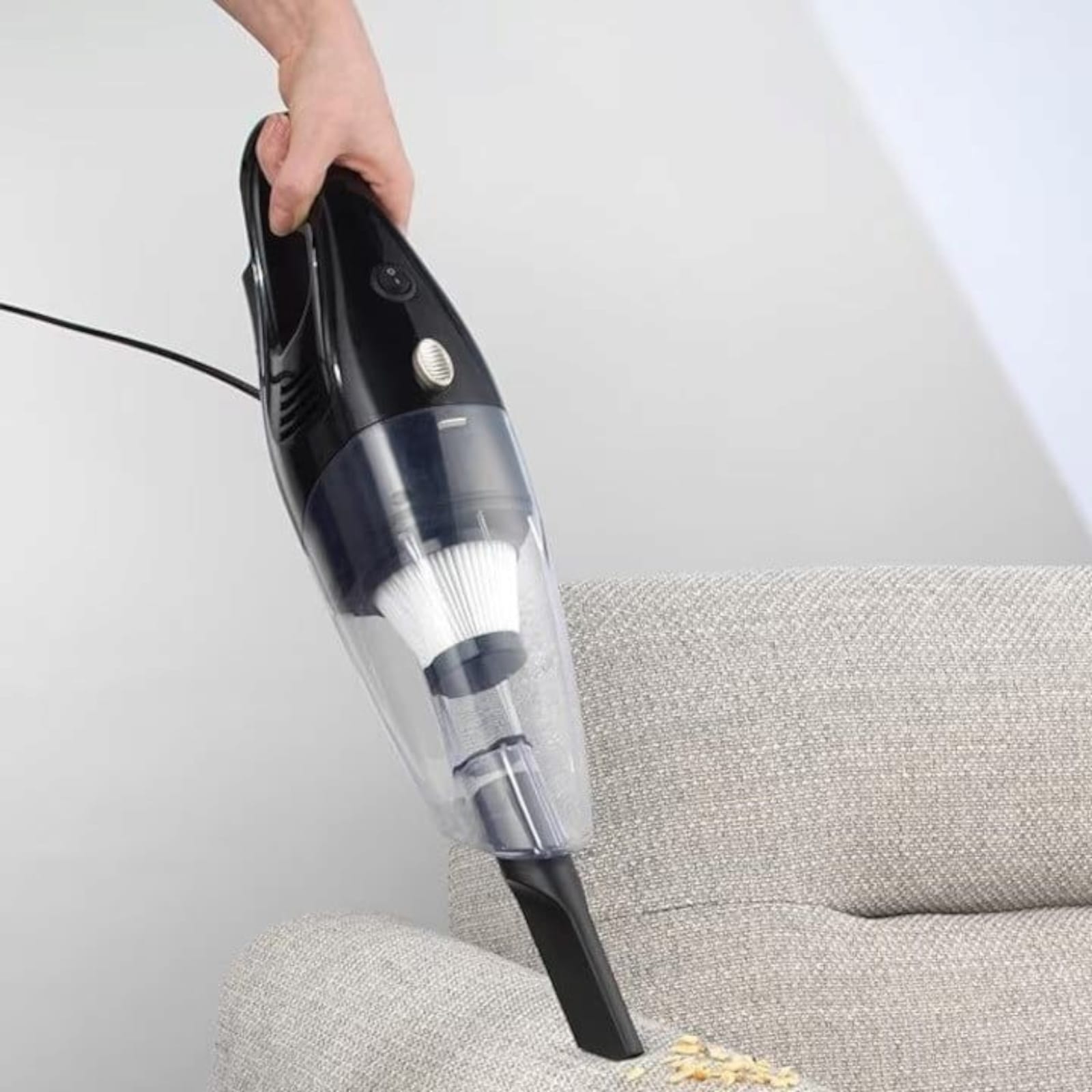 Aspirator vertical 2 in 1 HAUSBERG HB-2025NG, fara sac, aspirare uscata, filtru Hepa, 0.5 L, 600-800W, Negru