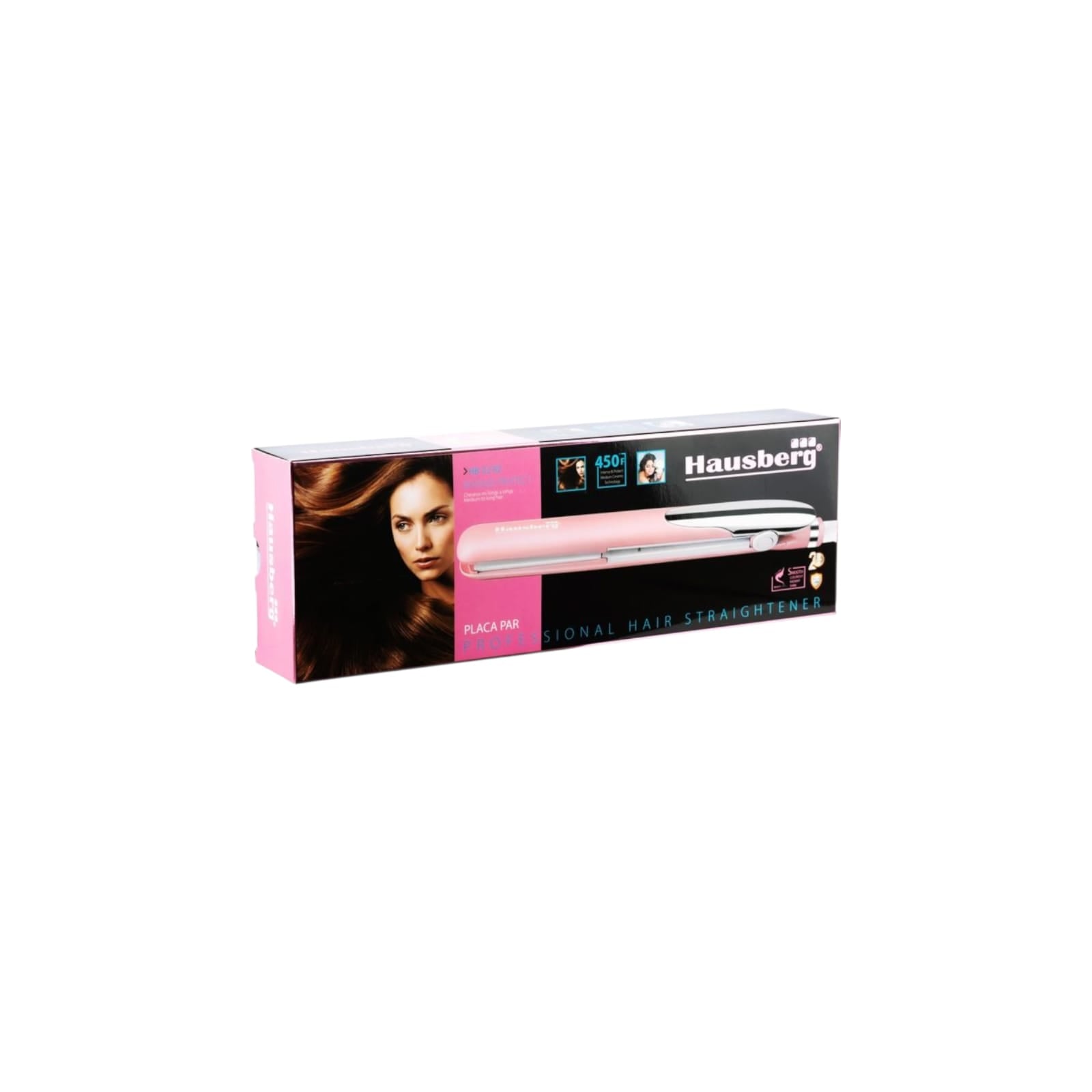 Placa de par 2 in 1 Hausberg HB32RZ, pentru ondulare si indreptare, ecran LCD, placi ceramice, temperatura maxima 30 grade, Roz