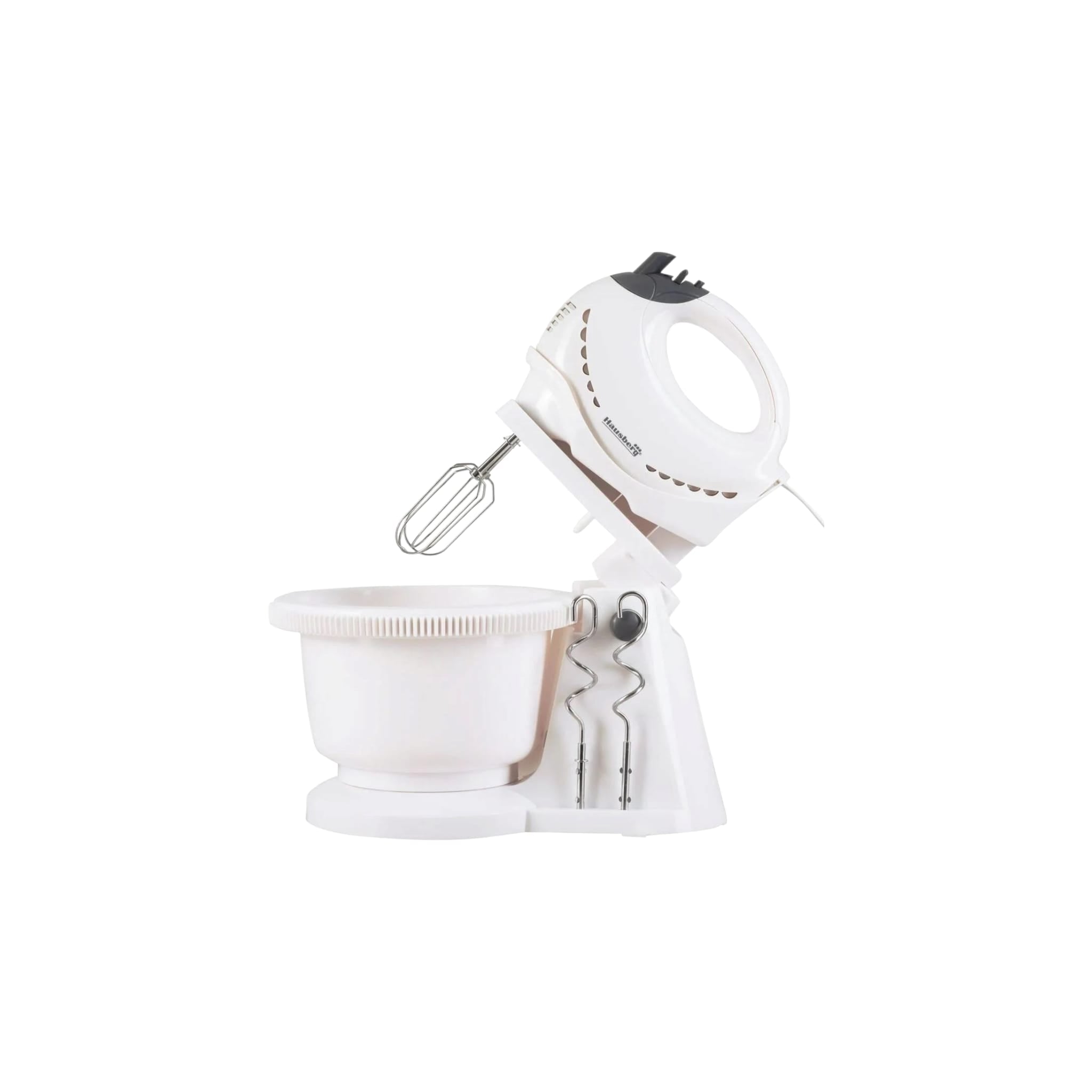 Mixer cu bol rotativ Hausberg HB-3519AB, 5 Viteze + turbo, Capacitate 2L, Putere 250W, Alb