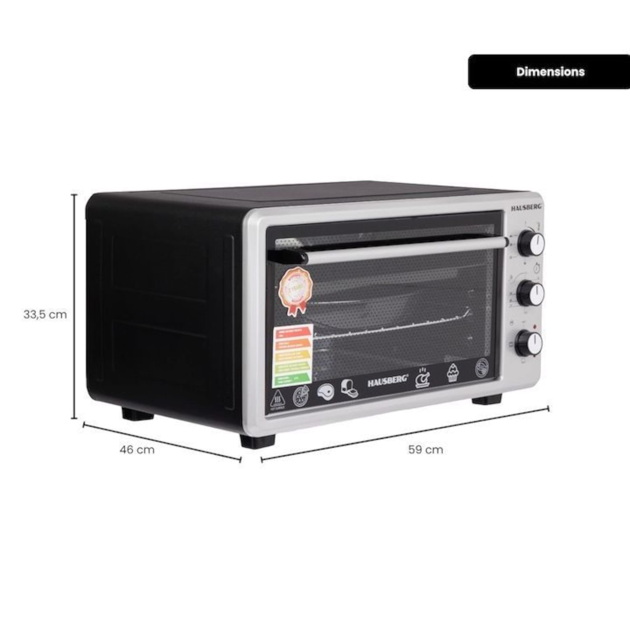 Cuptor Electric Hausberg HB-8000P capacitate 48 Litri, putere 1800W, Temperatura maxima 230 grade, timer prevazut cu alarma sonora