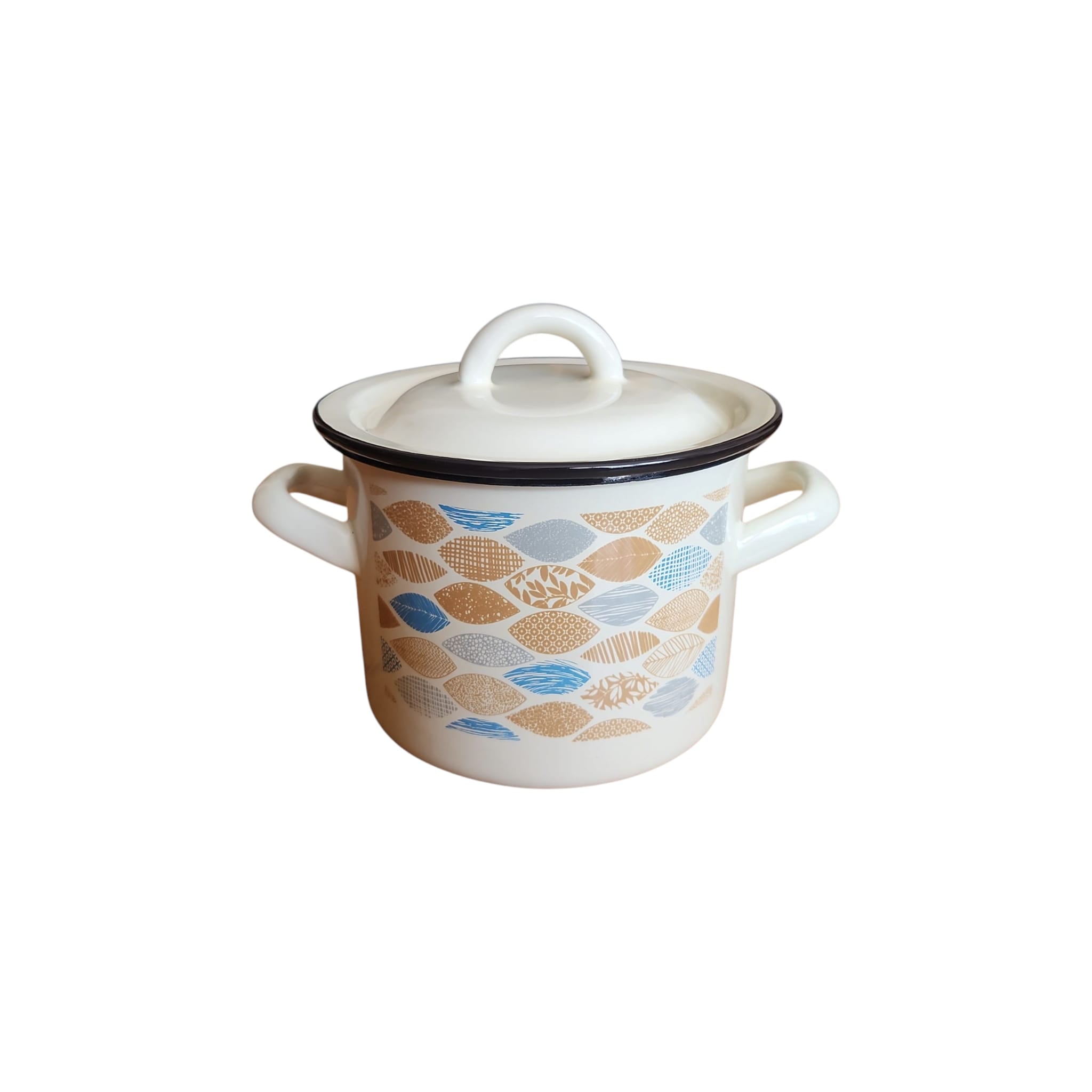 Set Oala Emailată, decor, cu capac 2+39-14 CM, 1,5 LITRI