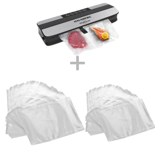 Set aparat de vidat Hausberg 120-150 W + 100 pungi de vidat gofrate (50 buc 20x30 cm si 50 buc 25x35 cm)