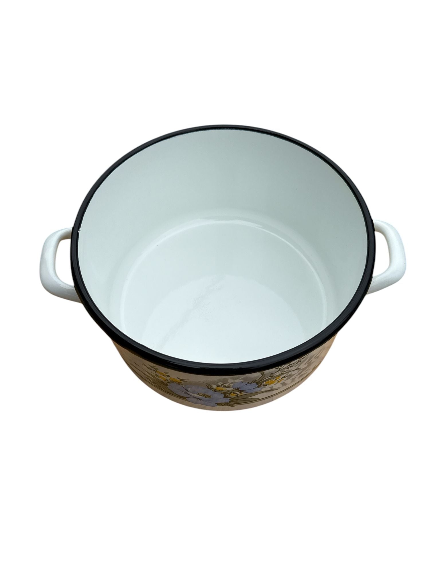 Cratiță adâncă emailată cu capac – Floral, Ø 22 cm, 5 L