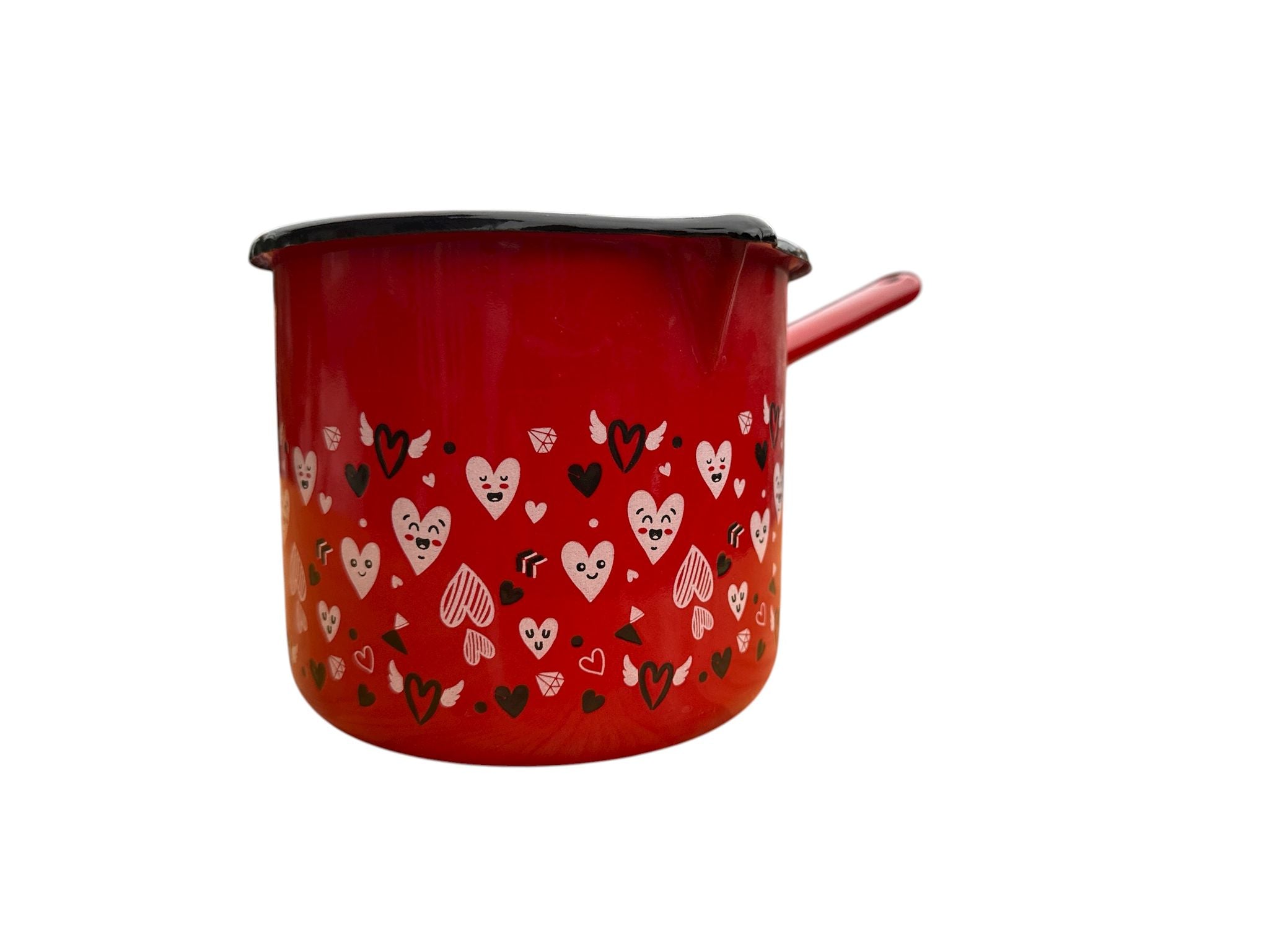 Set 3 piese oale & cratiță emailate (7 L + 2 L + 2,5 L) – roșu + CADOU ibric emailat 1,5 L