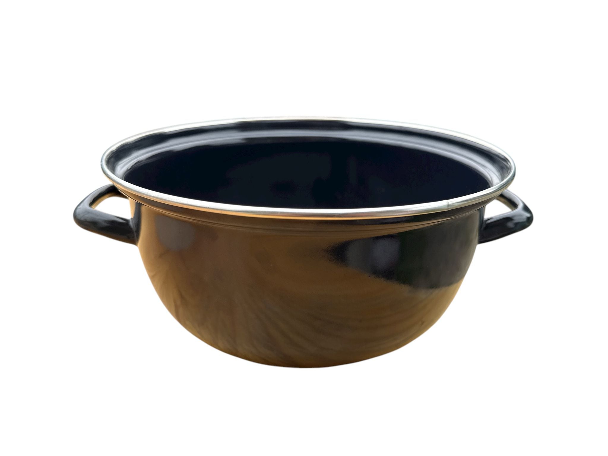Ceaun emailat Ø24 cm, 4.5 litri, cu coș metalic – Bordură inox, pentru prăjit & fiert