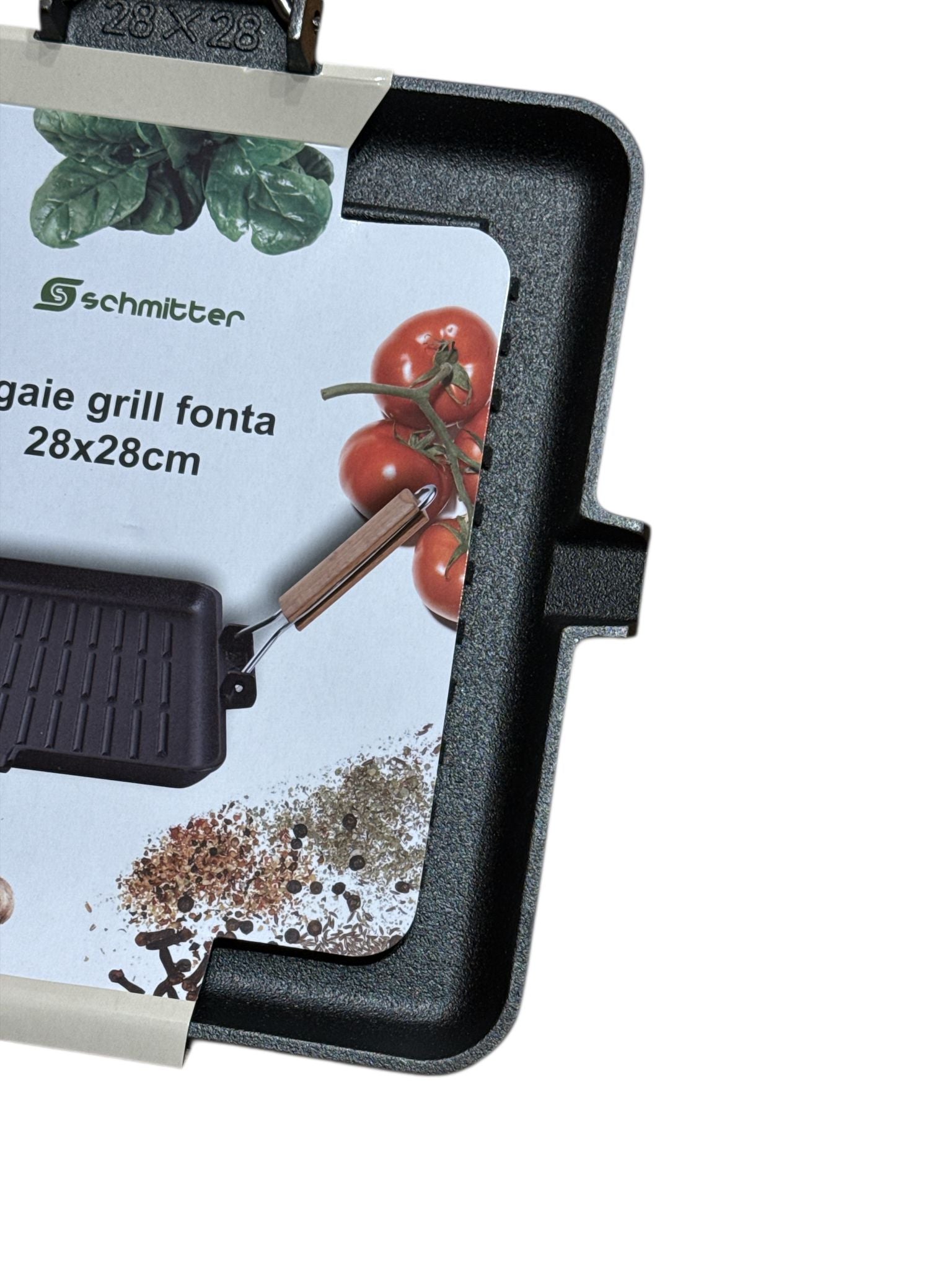 🔥 Tigaie Grill din Fontă Schmitter 28x28 cm – Mâner Detasabil din Lemn 🍖