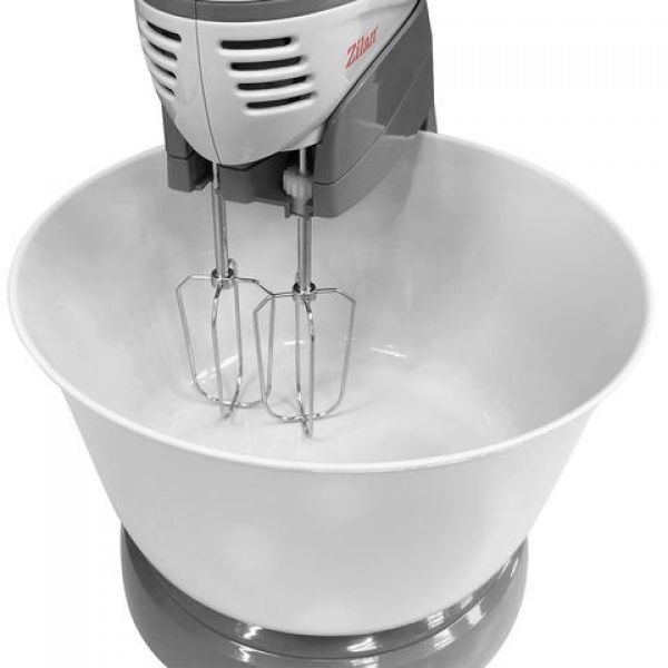 Mixer cu bol Zilan ZLN 8419 – 300W, 5 viteze + funcție Turbo, bol rotativ 2.5L, 2 seturi de teluri din inox, design 2 în 1 🧁