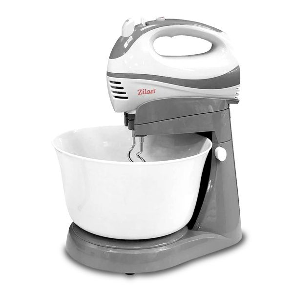 Mixer cu bol Zilan ZLN 8419 – 300W, 5 viteze + funcție Turbo, bol rotativ 2.5L, 2 seturi de teluri din inox, design 2 în 1 🧁