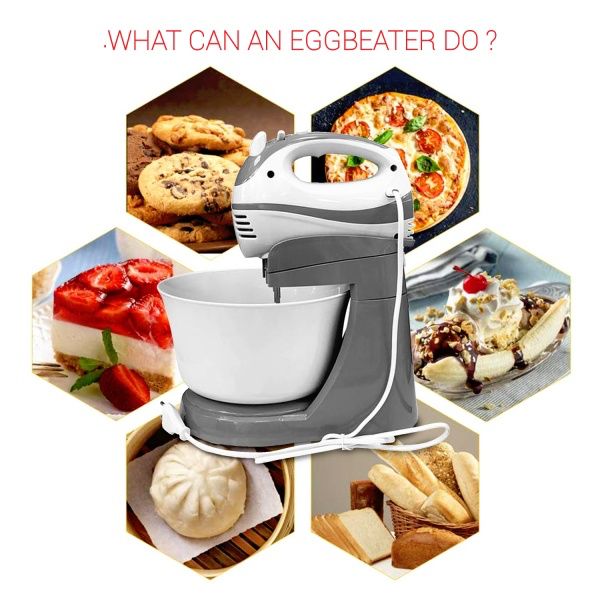 Mixer cu bol Zilan ZLN 8419 – 300W, 5 viteze + funcție Turbo, bol rotativ 2.5L, 2 seturi de teluri din inox, design 2 în 1 🧁