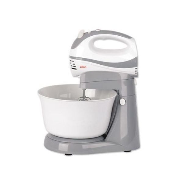 Mixer cu bol Zilan ZLN 8419 – 300W, 5 viteze + funcție Turbo, bol rotativ 2.5L, 2 seturi de teluri din inox, design 2 în 1 🧁