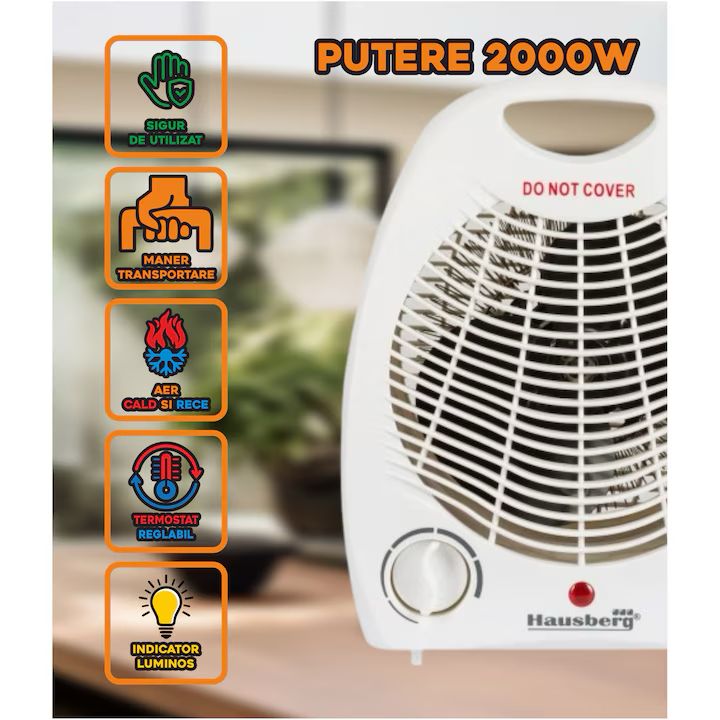 🔥 Aerotermă Hausberg 2000W – căldură rapidă și confort în orice încăpere! 🌡️