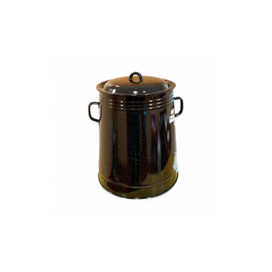 Garnita / Bidon Emailat cu Capac – Negru cu Picatele, Disponibil in 5L, 10L, 20L si 30L