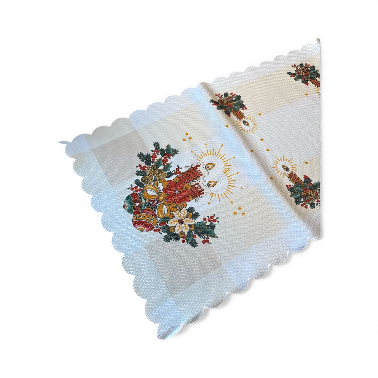 🕯️🎄 Mileu Decorativ de Crăciun – 40×85 cm – Model Lumânări Festive & Aranjament Floral
