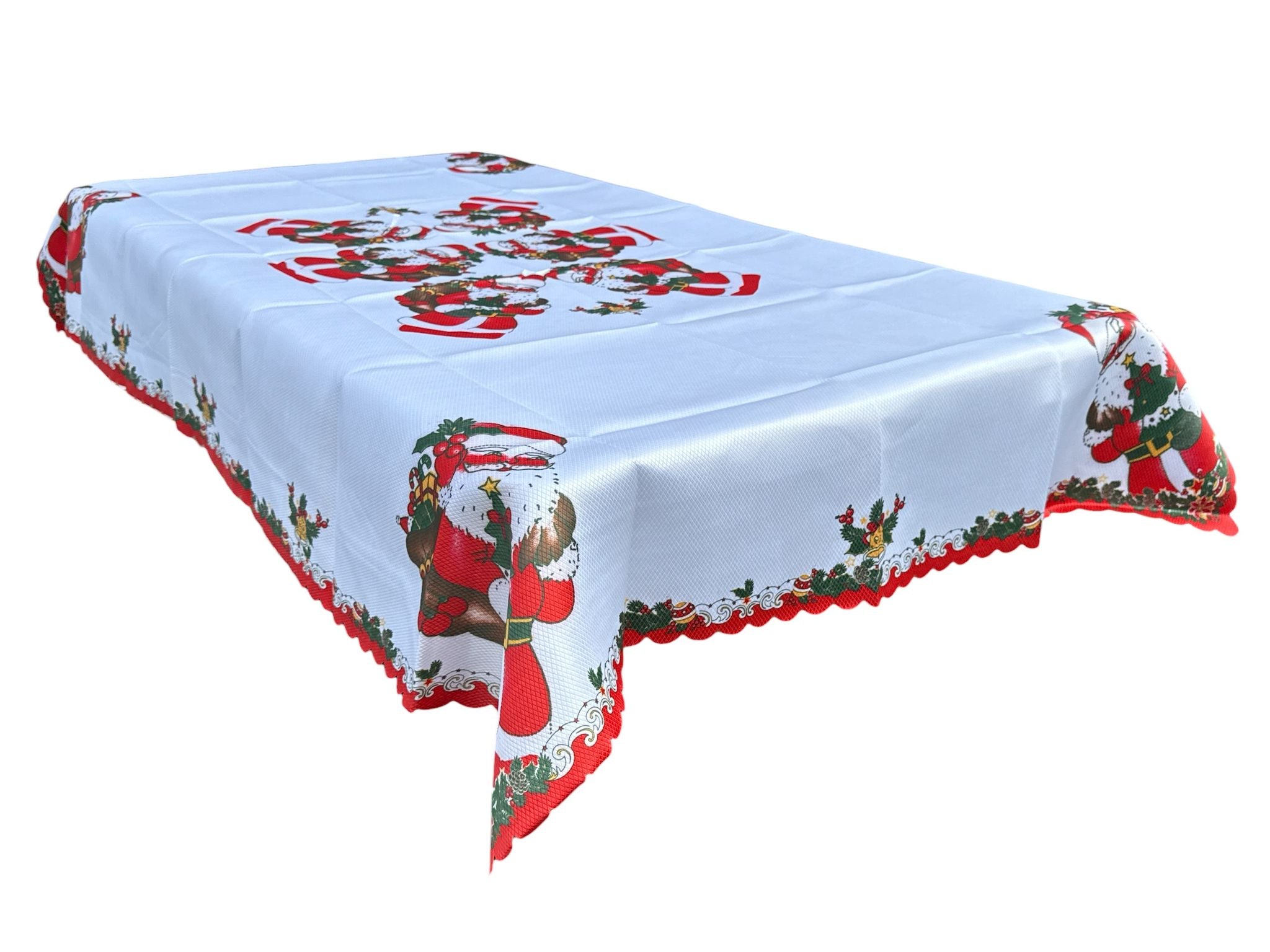 🎅✨ Față de Masă Crăciun – 150×220 cm – Model Moș Crăciun Festiv & Margine Decorată