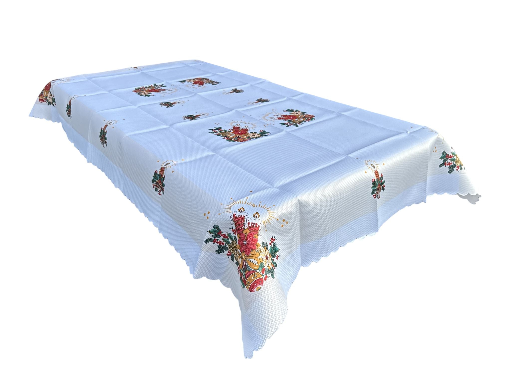 🎄 Față de masă Crăciun 150x220 cm – Model Lumânări & Aranjament Festiv