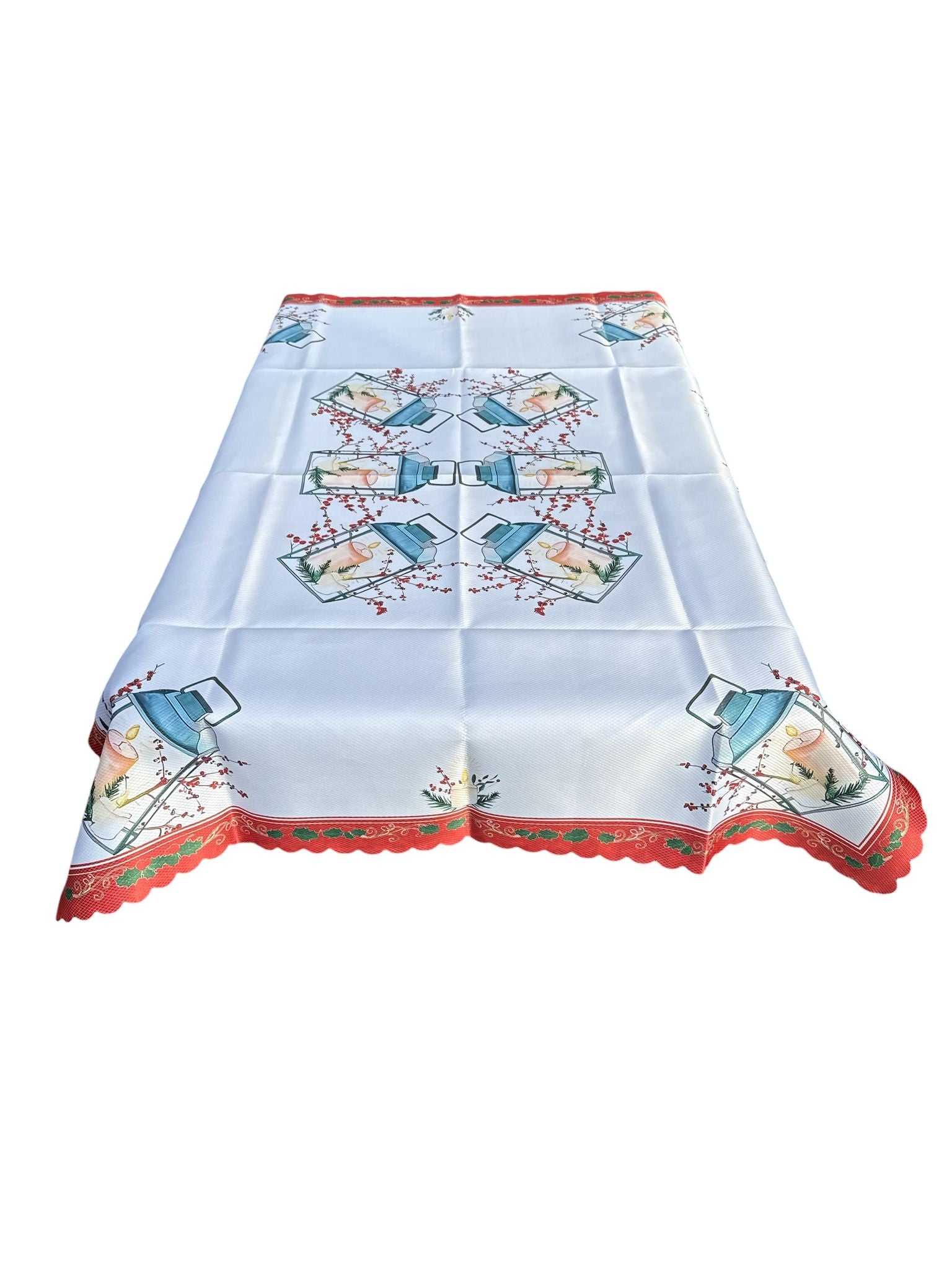 🎄 Față de masă Crăciun, model Lanterne Festive – 130 x 180 cm