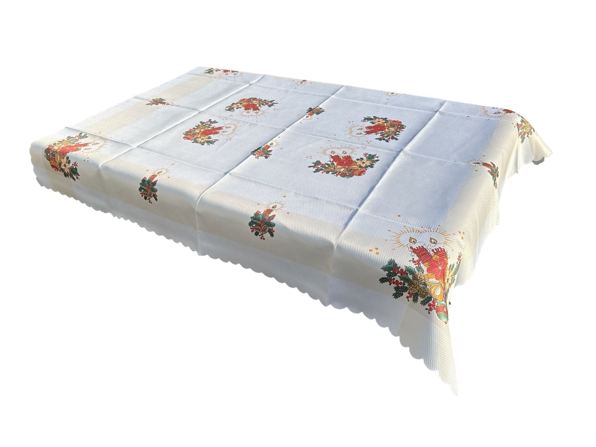 🕯✨ Față de Masă Crăciun 130x180 cm – Model Cu Lumânări & Ornamente Festive