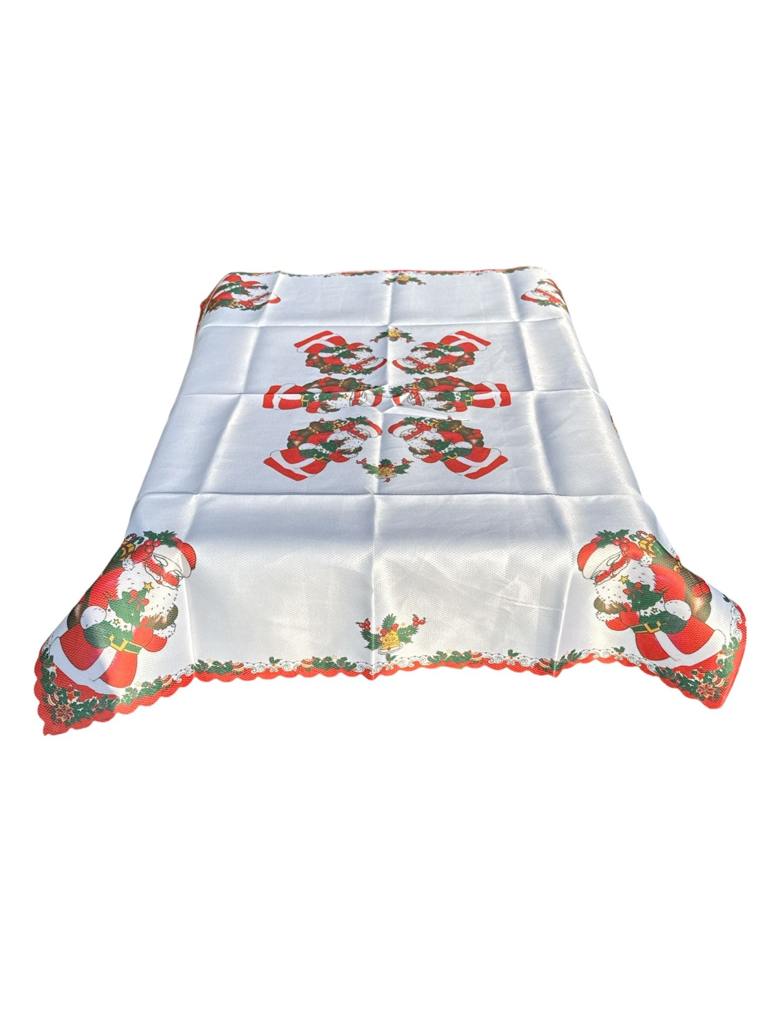 🎄 Față de Masă Crăciun – Model Moș Crăciun & Ornamente – 130 × 180 cm