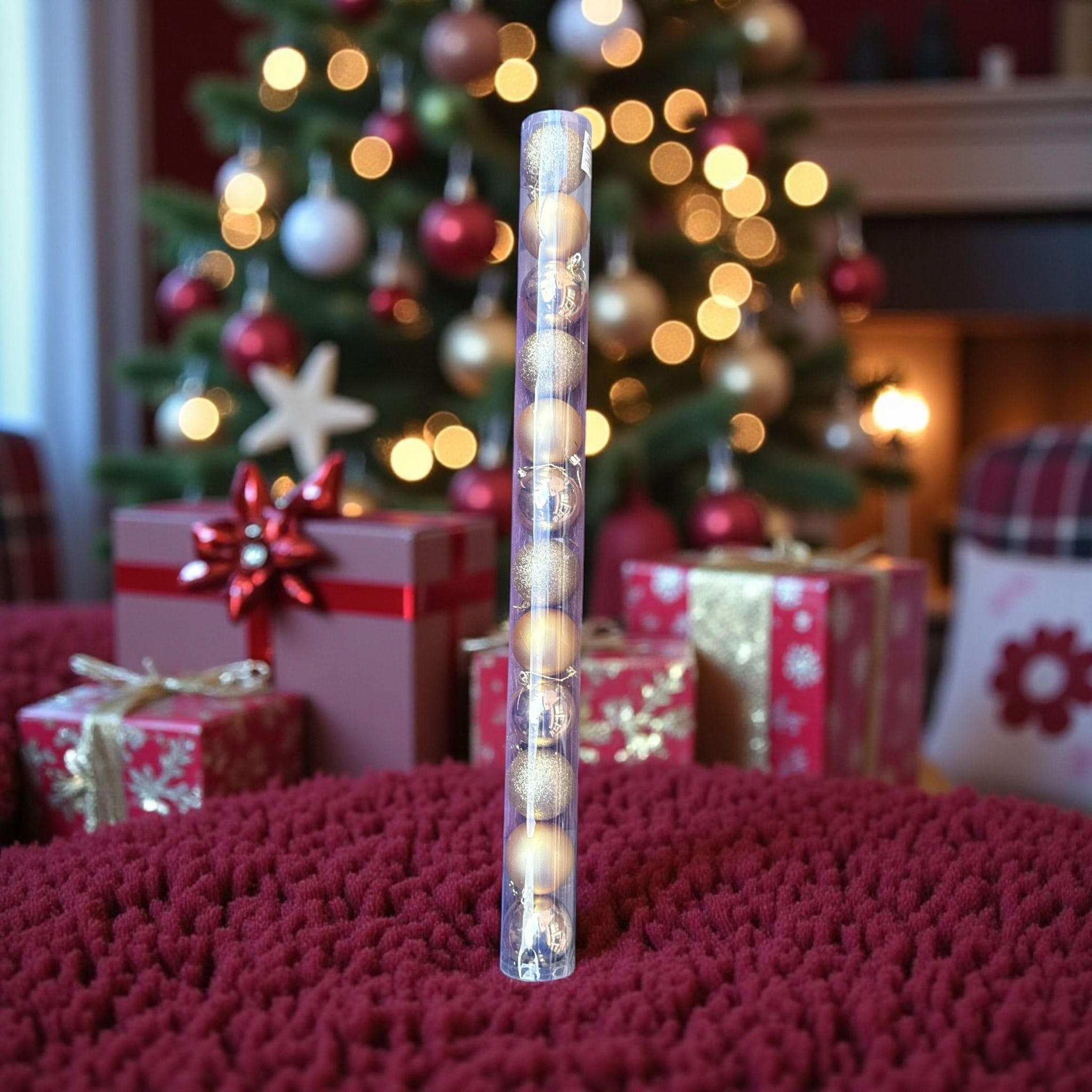 ✨🎄 Set 10 Globuri Crăciun Auriu-Șampanie – Finisaj Mat, Lucios și Sclipici 🎄✨