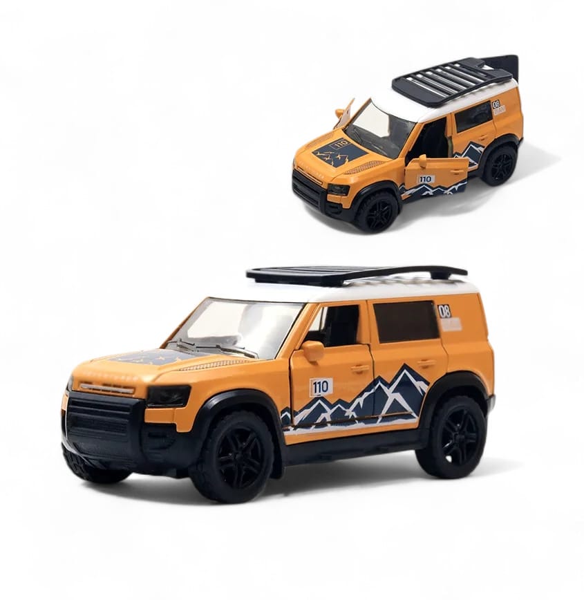 🚙 Mașinuță Metalică Off-Road – Model 4x4 Expedition – Portocaliu/Alb – Scara 1:32 – Uși Funcționale & Pull-Back
