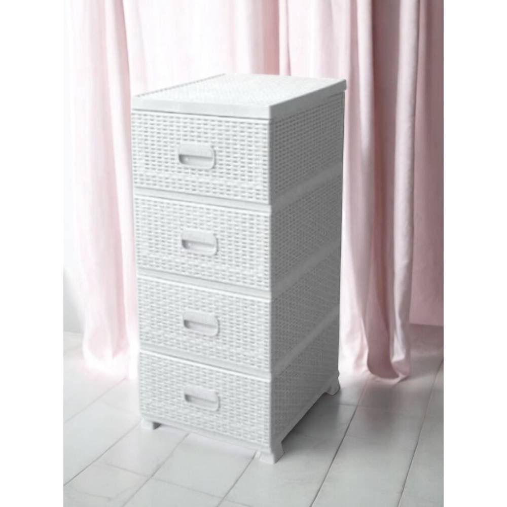 Dulap din Plastic Alb 4 Sertare Design Modern pentru Depozitare