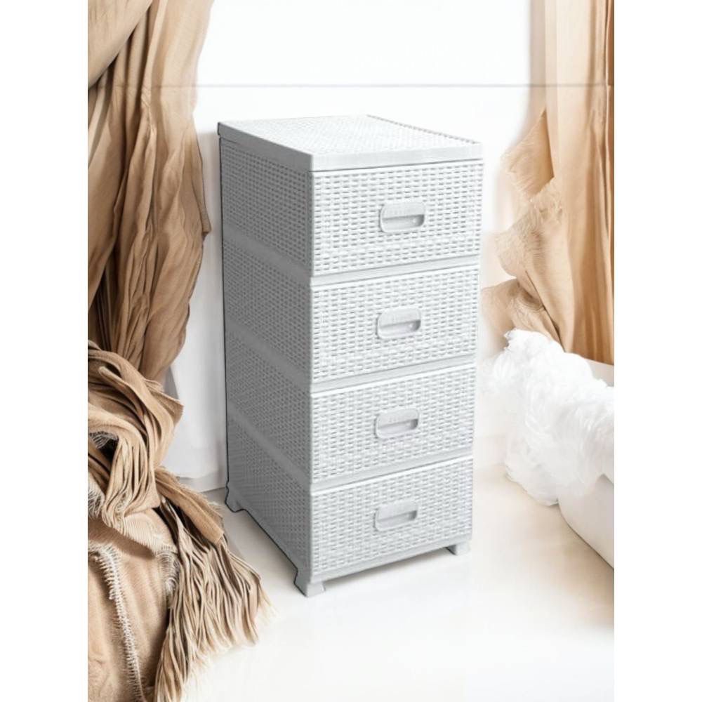 Dulap din Plastic Alb 4 Sertare Design Modern pentru Depozitare