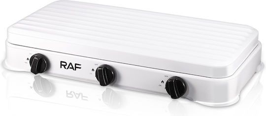 Plita pe Gaz RAF R.8035 cu 3 Arzatoare, Capac Metalic si Aprindere Manuala – Alba