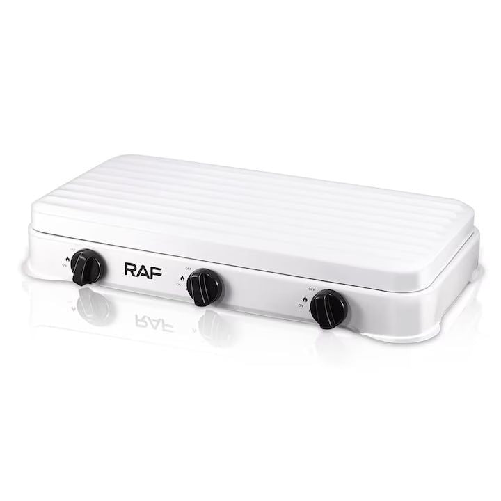 Plita pe Gaz RAF 8033B cu 2 Arzatoare, Capac Metalic si Design Compact – Alba