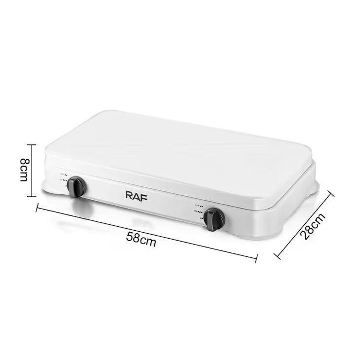 Plita pe Gaz RAF 8033B cu 2 Arzatoare, Capac Metalic si Design Compact – Alba