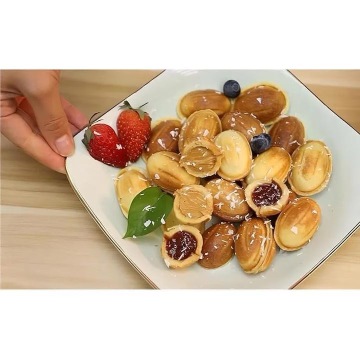 Aparat Electric pentru Nuci HOFFMANS HM-3042, 24 Forme, Plăci Antiaderente, Încălzire Rapidă