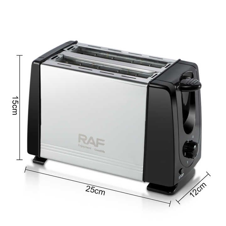 Prăjitor de Pâine RAF R.262, 2 Felii, 650W, Carcasă Inox, Control Nivel Rumeneală – Negru/Inox