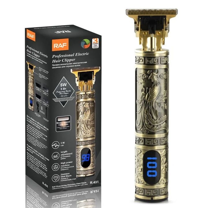 Aparat de tuns profesional RAF R.431 – lame inox, afisaj digital, acumulator USB